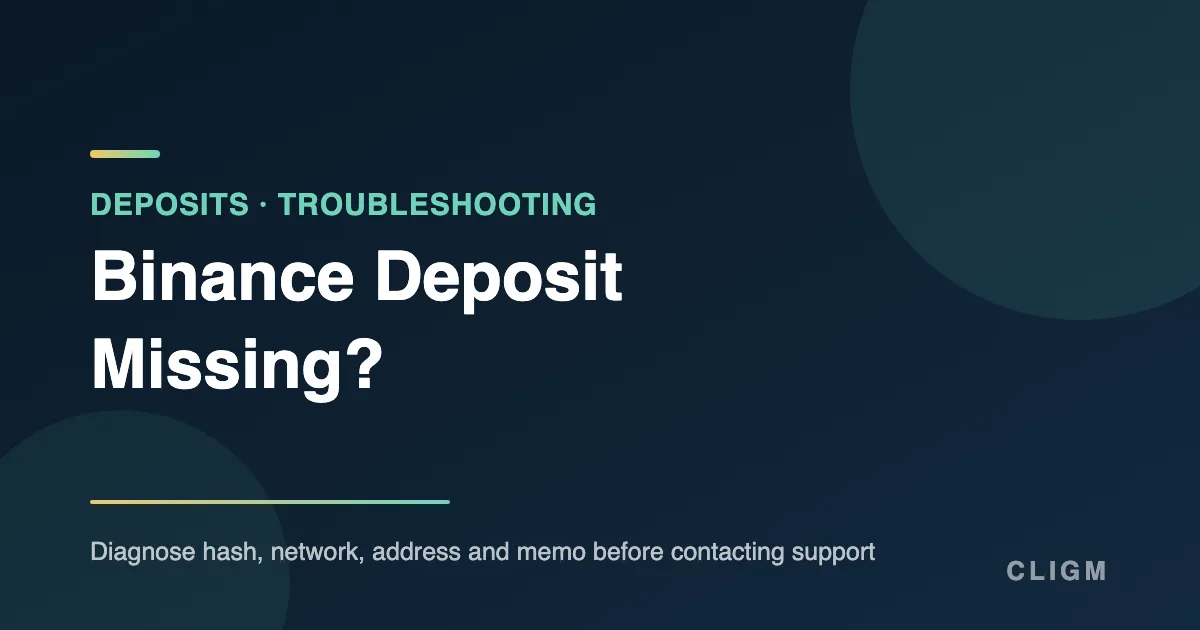 Binance Deposit Missing? Diagnose It Before Contacting Support